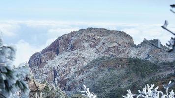 The beautiful frozen mountains view coverd by the white snow and ice in winter photo