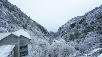 The beautiful frozen mountains view coverd by the white snow and ice in winter photo