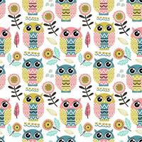 Seamless pattern tropical summer with cute owl vector