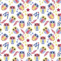 Cute Owl Seamless Pattern Background vector