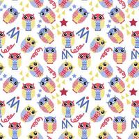 Cute Owl Seamless Pattern Background vector