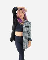 Asian female with colorful hair standing pose photo