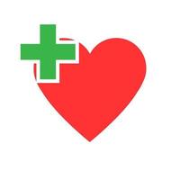 Illustration health care icon, cross in heart. Illustration of medicine on health care vector
