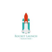 rocket ship with fire Flat icon. Vector illustration with flying rocket. Project startup