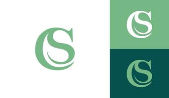 CS letter logo with leaf inside it vector