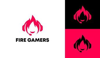 Fire gamers logo design for esport or gamers community vector