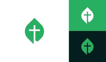 sencillo Iglesia logo con hojas vector