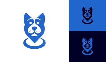 perro logo con alfiler ubicación para mascota empresa vector