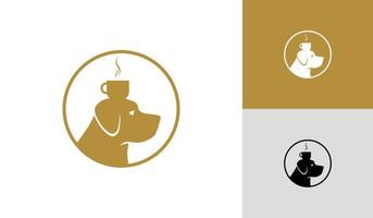 Dog logo with cup of coffee vector