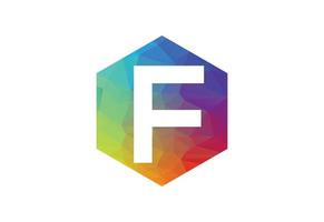 Colourful Low Poly and initial F letter logo design, Vector illustration