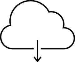 Cloud data storage download flat thin line icon vector