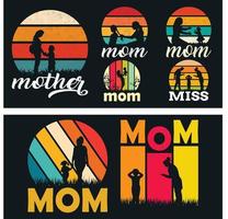 Retro vintage t shirt design Mom T-shirt Design Happy mothers day t-shirt design vector Free Vector