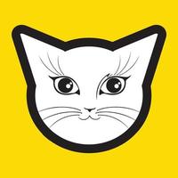 Vector of a cat face design on yellow background, Pet. Animals. Easy editable layered vector illustration.