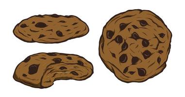 A drawing of a chocolate chip cookie vector