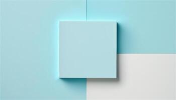 Pastel blue empty paper texture background template, banner for advertising. Rectangular geometric shapes. Copy space. space for text. . photo