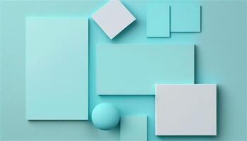 Pastel blue empty paper texture background template, banner for advertising. Rectangular geometric shapes. Copy space. space for text. . photo