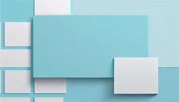 Pastel blue empty paper texture background template, banner for advertising. Rectangular geometric shapes. Copy space. space for text. . photo