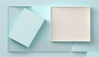 Pastel blue empty paper texture background template, banner for advertising. Rectangular geometric shapes. Copy space. space for text. . photo