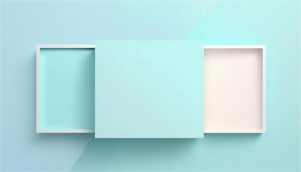Pastel blue empty paper texture background template, banner for advertising. Rectangular geometric shapes. Copy space. space for text. . photo