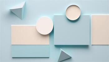 Pastel blue empty paper texture background template, banner for advertising. Rectangular geometric shapes. Copy space. space for text. . photo