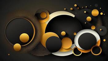 Elegant and modern black abstract background with black and golden circles. photo