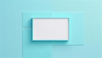 Pastel blue empty paper texture background template, banner for advertising. Rectangular geometric shapes. Copy space. space for text. . photo