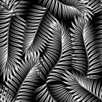 palm leaves on dark background seamless pattern. tropical palm foliage semaless background. nature leaf in monochromatic style color. vintage design wallpaper. tropical background. autumn. fall vector