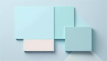 Pastel blue empty paper texture background template, banner for advertising. Rectangular geometric shapes. Copy space. space for text. . photo