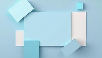 Pastel blue empty paper texture background template, banner for advertising. Rectangular geometric shapes. Copy space. space for text. . photo