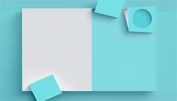 Pastel blue empty paper texture background template, banner for advertising. Rectangular geometric shapes. Copy space. space for text. . photo