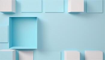 Pastel blue empty paper texture background template, banner for advertising. Rectangular geometric shapes. Copy space. space for text. . photo