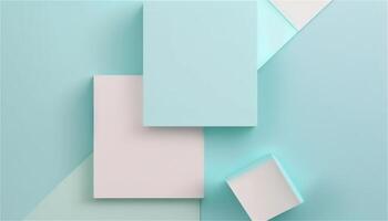 Pastel blue empty paper texture background template, banner for advertising. Rectangular geometric shapes. Copy space. space for text. . photo