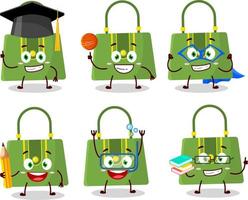 School student of women bag cartoon character with various expressions vector