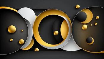 Elegant and modern black abstract background with black and golden circles. photo