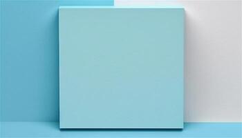 Pastel blue empty paper texture background template, banner for advertising. Rectangular geometric shapes. Copy space. space for text. . photo