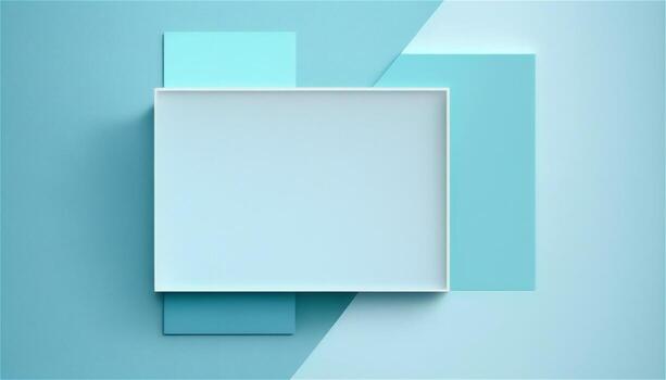 Pastel blue empty paper texture background template, banner for advertising. Rectangular geometric shapes. Copy space. space for text. . photo