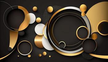 Elegant and modern black abstract background with black and golden circles. photo