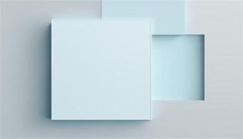 Pastel blue empty paper texture background template, banner for advertising. Rectangular geometric shapes. Copy space. space for text. . photo