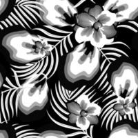 tropical sin costura modelo con exótico palma hojas y floral plantas follaje en oscuro antecedentes. floral antecedentes. monocromo estilo color. verano diseño. naturaleza ornamento para textil. superficie. otoño vector