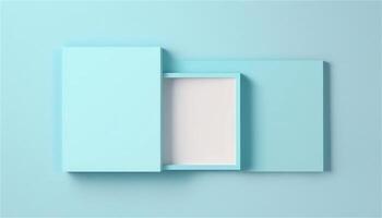 Pastel blue empty paper texture background template, banner for advertising. Rectangular geometric shapes. Copy space. space for text. . photo