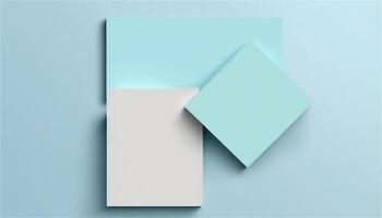 Pastel blue empty paper texture background template, banner for advertising. Rectangular geometric shapes. Copy space. space for text. . photo