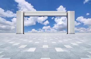 Under the blue sky unmanned brick square and marble frame building photo