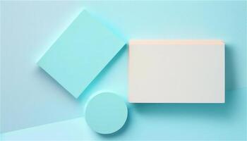 Pastel blue empty paper texture background template, banner for advertising. Rectangular geometric shapes. Copy space. space for text. . photo