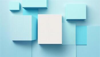 Pastel blue empty paper texture background template, banner for advertising. Rectangular geometric shapes. Copy space. space for text. . photo
