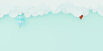 nube globo cortar Arte tablero vistoso Arte papel flotante en el aire cielo antecedentes creativo espacio diseño para festival fiesta verano primavera pastel colores 3d ilustración foto