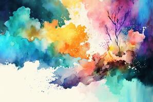 Abstract colorful watercolor background photo