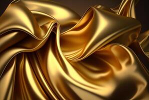 Abstract gold fabric background texture with golden elegant satin material. photo