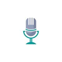 Microphone logo with a microphone on it vector