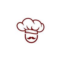 cocinero sombrero con barba y Bigote en blanco antecedentes vector