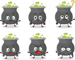 Cartoon character of cauldron with what expression vector